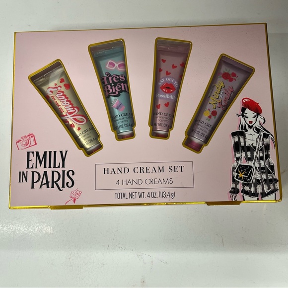 Emily in Paris Gift Set 4 Hand Creams Vanilla Strawberry Rose French Violet Trav - Picture 8 of 9